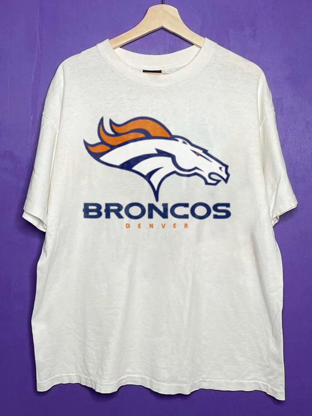 Vintage 90s Denver Broncos Crewneck Shirt, Retro NFL Football Big Logo Shirt Tee